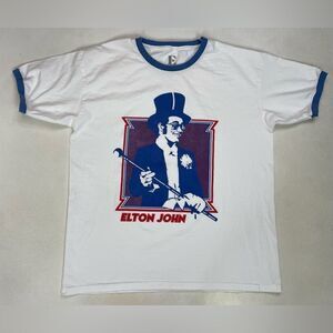 Elton John Graphic T-shirt Women XL White Short Sleeve Music